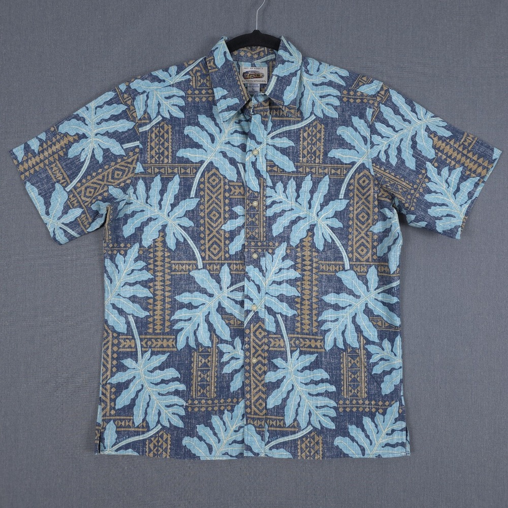 Reyn Spooner Art of Eddy Hawaiian Shirt Mens Large Tropical Reverse Print 1990s‎